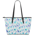 Turquoise Giraffe Pattern Print Leather Tote Bag With Zipper