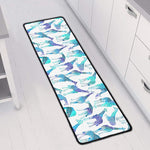 Turquoise Giraffe Pattern Print Long Kitchen Mat