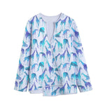 Turquoise Giraffe Pattern Print Long Sleeve Short Coat