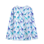 Turquoise Giraffe Pattern Print Long Sleeve Short Coat