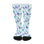 Turquoise Giraffe Pattern Print Long Socks