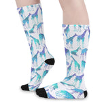 Turquoise Giraffe Pattern Print Long Socks