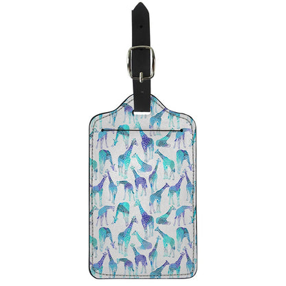 Turquoise Giraffe Pattern Print Luggage Tag