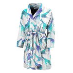 Turquoise Giraffe Pattern Print Men's Bathrobe