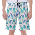 Turquoise Giraffe Pattern Print Men's Beach Shorts