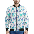 Turquoise Giraffe Pattern Print Men's Bomber Jacket