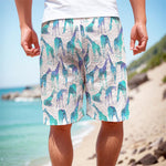 Turquoise Giraffe Pattern Print Men's Cargo Shorts