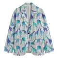 Turquoise Giraffe Pattern Print Men's Cotton Blazer