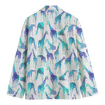Turquoise Giraffe Pattern Print Men's Cotton Blazer
