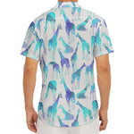 Turquoise Giraffe Pattern Print Men's Deep V-Neck Shirt