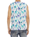 Turquoise Giraffe Pattern Print Men's Fitness Tank Top