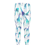 Turquoise Giraffe Pattern Print Men's leggings