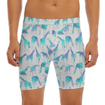 Turquoise Giraffe Pattern Print Men's Long Boxer Briefs