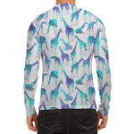 Turquoise Giraffe Pattern Print Men's Long Sleeve Rash Guard