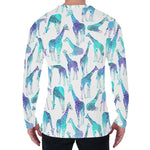Turquoise Giraffe Pattern Print Men's Long Sleeve T-Shirt