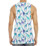 Turquoise Giraffe Pattern Print Men's Muscle Tank Top