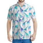 Turquoise Giraffe Pattern Print Men's Polo Shirt