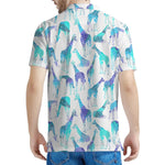 Turquoise Giraffe Pattern Print Men's Polo Shirt