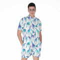 Turquoise Giraffe Pattern Print Men's Romper