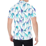 Turquoise Giraffe Pattern Print Men's Shirt