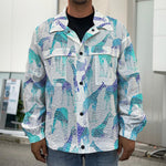 Turquoise Giraffe Pattern Print Men's Shirt Jacket