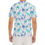 Turquoise Giraffe Pattern Print Men's Short Sleeve Rash Guard