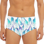 Turquoise Giraffe Pattern Print Men's Triangle Swim Briefs