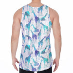 Turquoise Giraffe Pattern Print Men's Velvet Tank Top