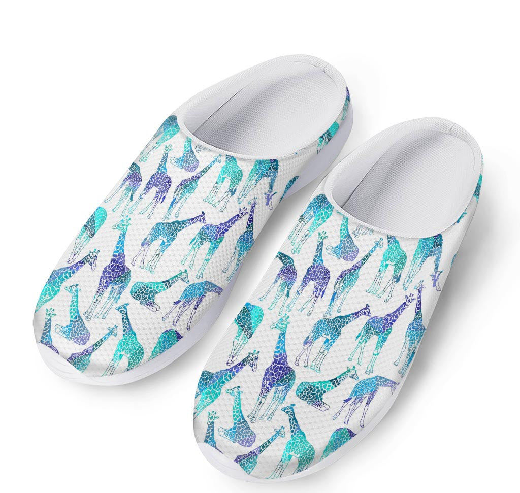 Turquoise Giraffe Pattern Print Mesh Casual Shoes