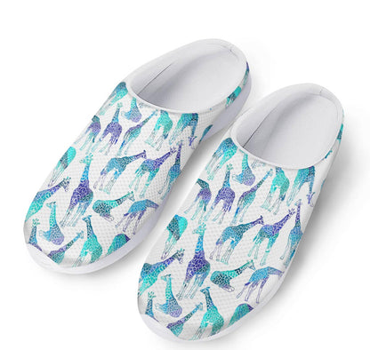 Turquoise Giraffe Pattern Print Mesh Casual Shoes
