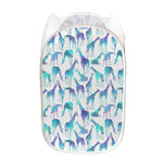 Turquoise Giraffe Pattern Print Mesh Laundry Hamper
