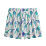 Turquoise Giraffe Pattern Print Mesh Shorts