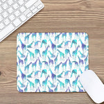 Turquoise Giraffe Pattern Print Mouse Pad