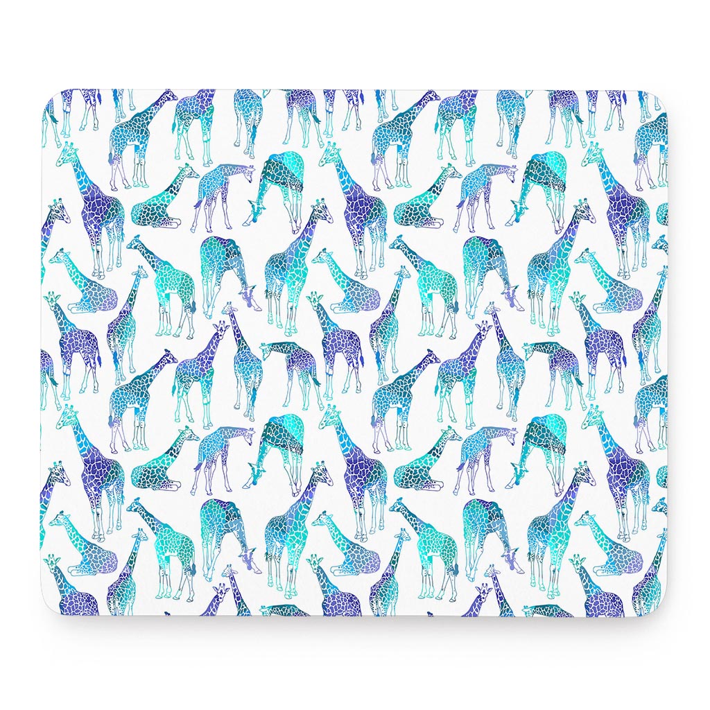 Turquoise Giraffe Pattern Print Mouse Pad