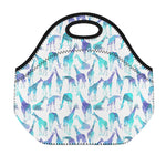 Turquoise Giraffe Pattern Print Neoprene Lunch Bag