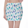 Turquoise Giraffe Pattern Print Pencil Mini Skirt