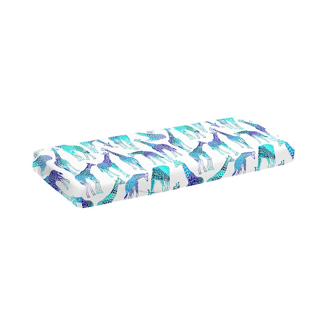 Turquoise Giraffe Pattern Print Piano Keyboard Cover
