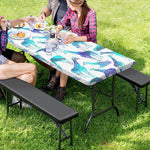 Turquoise Giraffe Pattern Print Picnic Table Cover