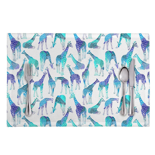 Turquoise Giraffe Pattern Print Placemat