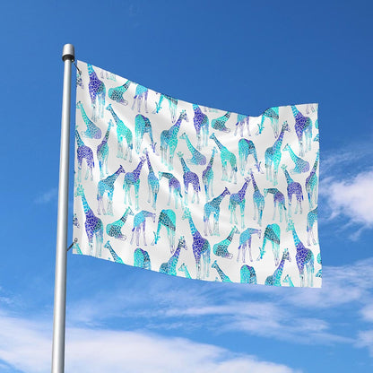 Turquoise Giraffe Pattern Print Polyester Flag