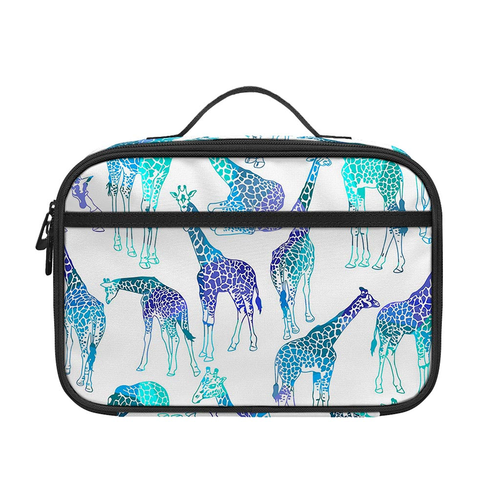Turquoise Giraffe Pattern Print Portable Lunch Bag