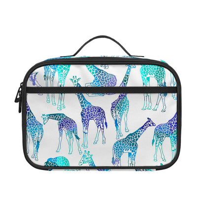 Turquoise Giraffe Pattern Print Portable Lunch Bag