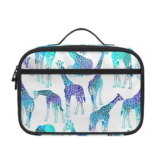 Turquoise Giraffe Pattern Print Portable Lunch Bag