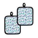 Turquoise Giraffe Pattern Print Pot Holders