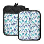 Turquoise Giraffe Pattern Print Pot Holders With Pocket