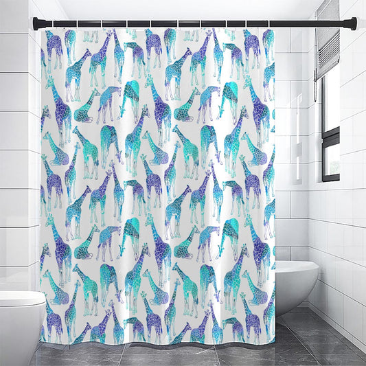 Turquoise Giraffe Pattern Print Premium Shower Curtain