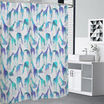 Turquoise Giraffe Pattern Print Premium Shower Curtain
