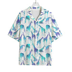 Turquoise Giraffe Pattern Print Rayon Hawaiian Shirt