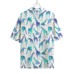 Turquoise Giraffe Pattern Print Rayon Hawaiian Shirt