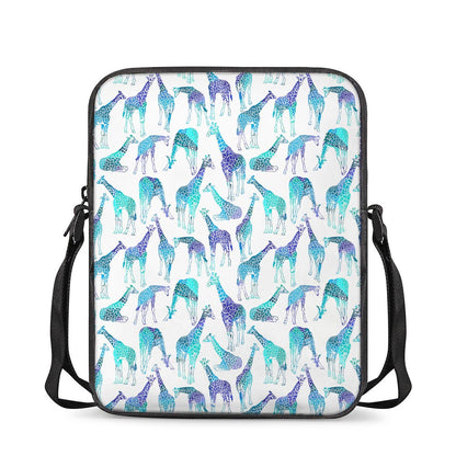 Turquoise Giraffe Pattern Print Rectangular Crossbody Bag